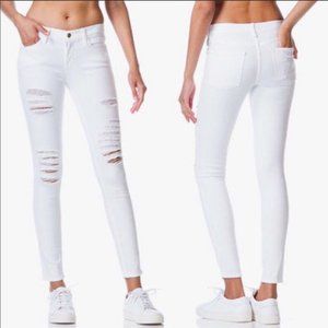 FRAME Le Skinny Ripped Blanc/White Denim Jeans - 28